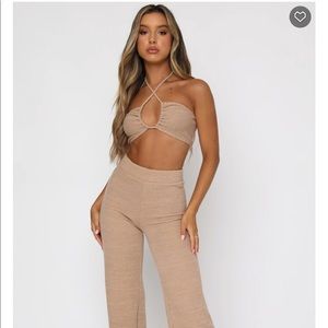 White Fox Boutique Beige Two Piece Set NWT